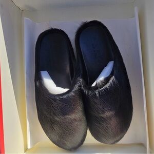 Men's Black Fur Slip-On Shoes